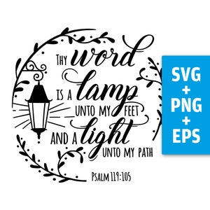Archivo de trazador, Cricut, archivo de impresión, inglés, SVG EPS PNG, caligrafía, letras, Tu Palabra es una lámpara a mis pies, Salmo 119 105, Descargar