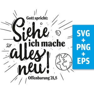 Utskriftsfil, bibelvers, motto för 2026, tyska, SVG EPS PNG, kalligrafi, bokstäver, Allt nytt, Uppenbarelseboken 21:5, Ladda ner