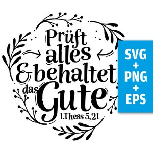 Druckdatei, Plotter, Cricut, Vers Bibel, Jahreslosung 2025, Deutsch, SVG EPS PNG, Kalligrafie, lettering, Prüft alles, 1 Thess, Download