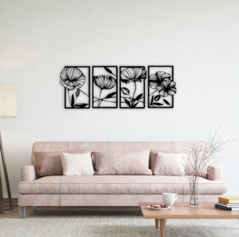 Pinetree Art Wandskulpturen-Set – 4 Runde Metall-Mandalas, Schwarz, Boho-Stil, Je 12 Zoll (ca. 30 Cm) – Für Wohnzimmer, Schlafzimmer, Flur