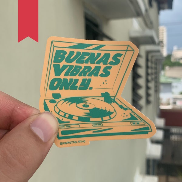 Buenas Vibras Only Matte Sticker | Turntable, Retro, Good vibes, Cute, Gift, Laptop, Water bottle,