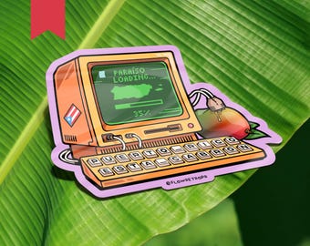 Paraíso Loading Matte Sticker | Retro, Vintage, Puerto Rico, Gift, Laptop, Water bottle, Caribbean, Mango, Pride, Cell Phone, iPhone