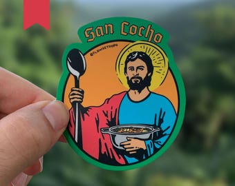 San Cocho Matte Sticker | Puerto Rico, Dominican, Gift, Laptop, Funny, Water bottle, Jesus, Food, Christmas, Navidad, Cell Phone, iPhone