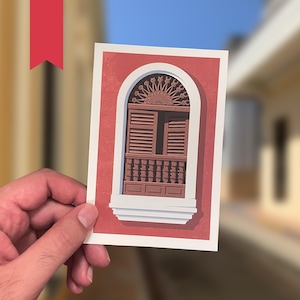Viejo San Juan Window Postcard | Sofrito, Boricua, Platano, Wall Art, Mail, Summer, Coqui, Print, Travel, Gift, Friend
