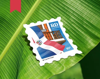 Dominican Republic Stamp Matte Sticker | Cute, Zona Colonial, Tropical, Pride, Flag, Bandera, Laptop, Gift, Water bottle, Cell Phone, iPhone