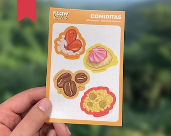 Comiditas Matte Sticker Sheet | Food, Puerto Rican, Taino, Laptop, Gift, Water bottle, Funny, Cute, Cell Phone, iPhone, Birthday