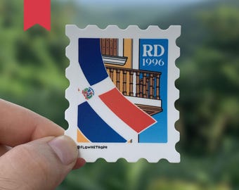 Dominican Republic Stamp Matte Sticker | Cute, Zona Colonial, Tropical, Pride, Flag, Bandera, Laptop, Gift, Water bottle, Cell Phone, iPhone