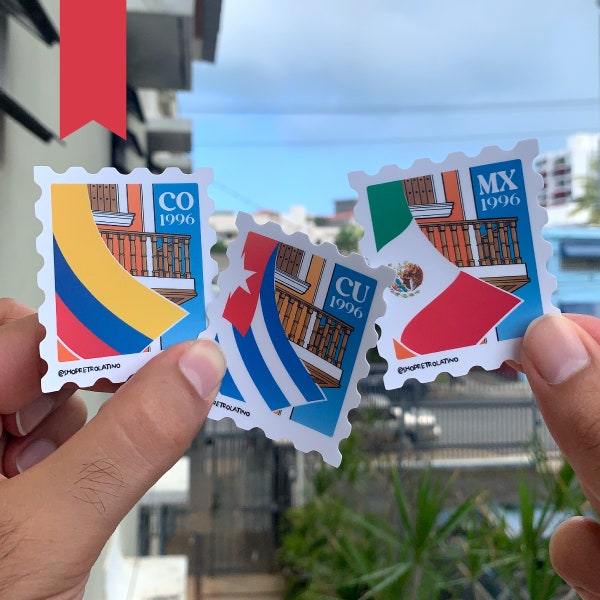 Latin America Stamp Matte Sticker | Postage, Postal, Cute, Laptop, Water bottle, Culture, Pride