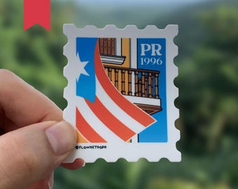 Puerto Rico Stamp Matte Sticker | Boricua, Cute, Old San Juan, Pride, Flag, Bandera, Laptop, Gift, Water bottle, Cell Phone, iPhone