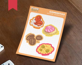 Comiditas Matte Sticker Sheet | Food, Puerto Rican, Taino, Laptop, Gift, Water bottle, Funny, Cute, Cell Phone, iPhone, Birthday