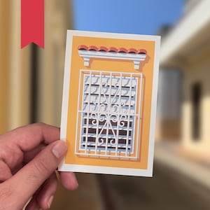 Puerto Rican Window Postcard | Sofrito, Boricua, Platano, Wall Art, Mail, Summer, Coqui, Print, Travel, Gift, Friend