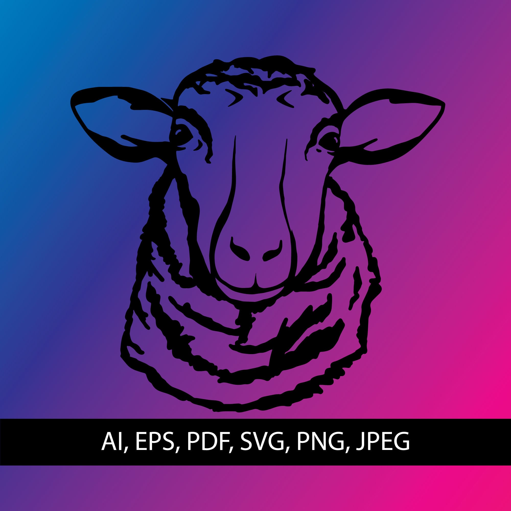 Sheep Head Drawing VECTOR Ai, Png, Eps, Pdf, Jpg, Svg Instant Download