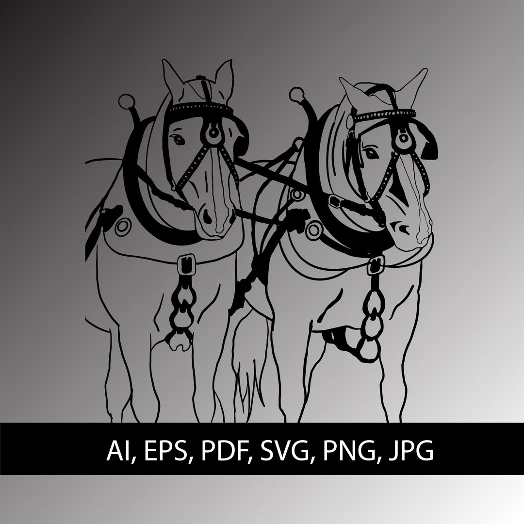 Horse Pulling Carriage Drawing VECTOR Ai, Png, Eps, Pdf, Jpg, Svg