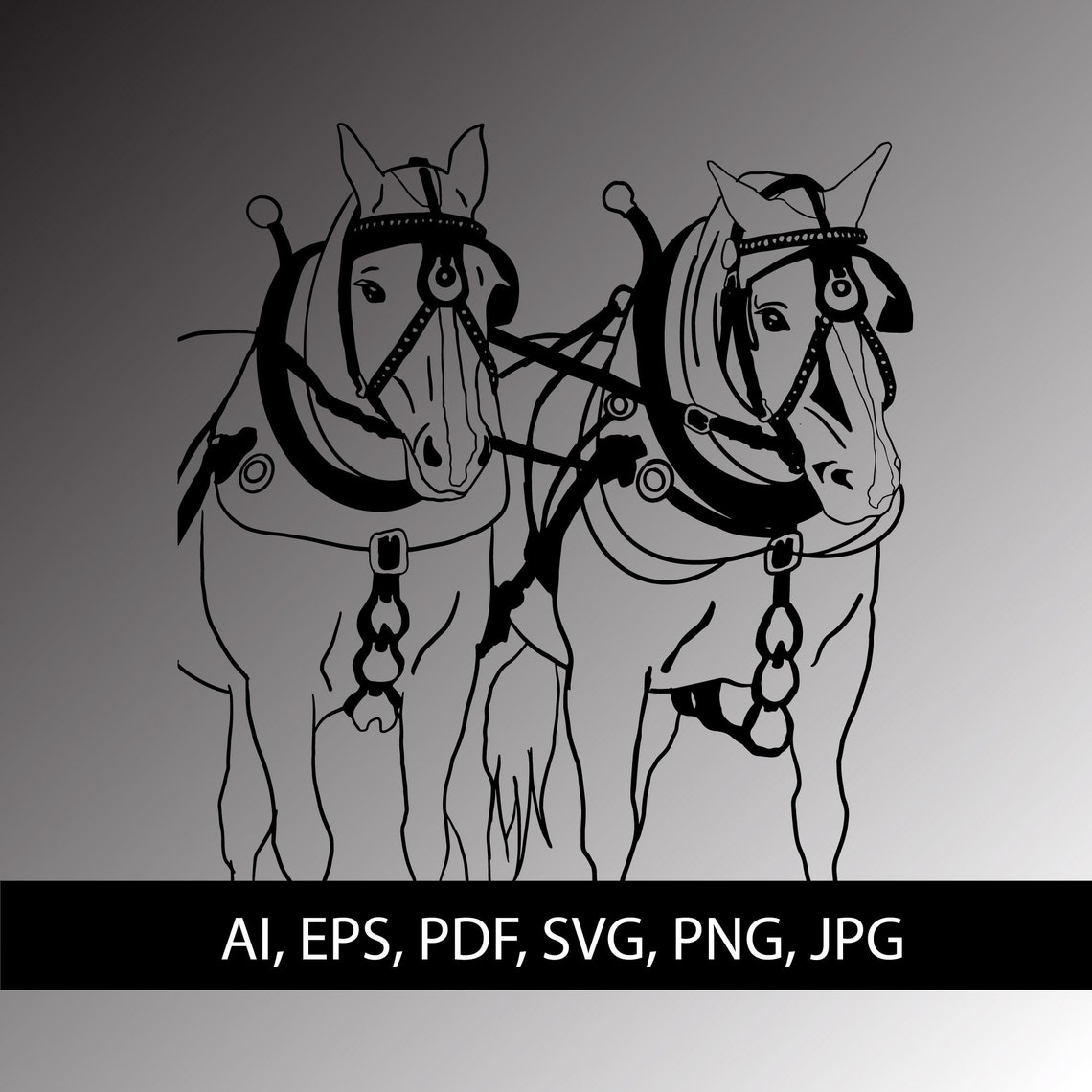 Horse Pulling Carriage Drawing VECTOR Ai, Png, Eps, Pdf, Jpg, Svg