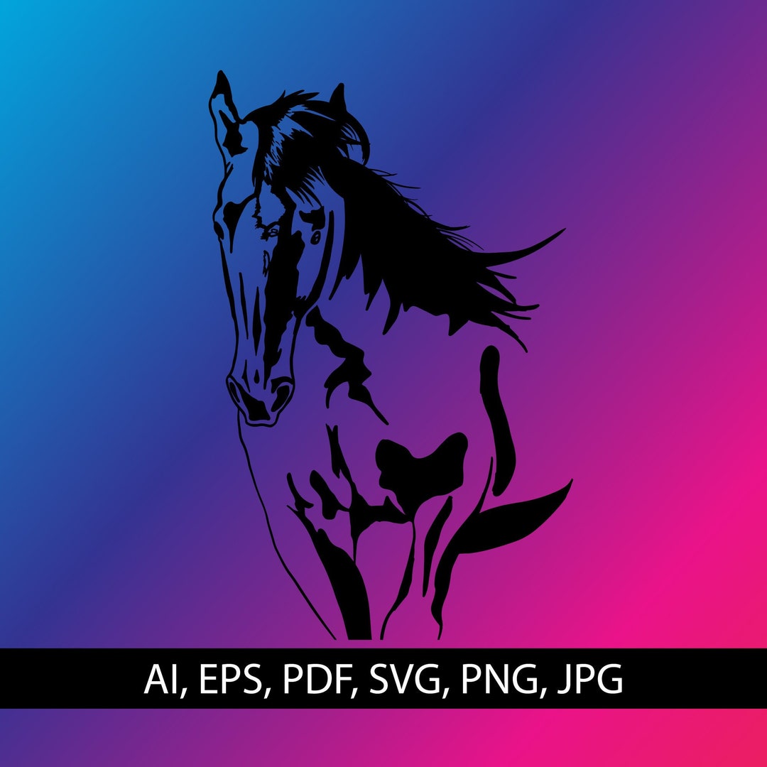 Horse Drawing VECTOR Ai, Png, Eps, Pdf, Jpg, Svg Instant Download, Graphical Art Print Etsy