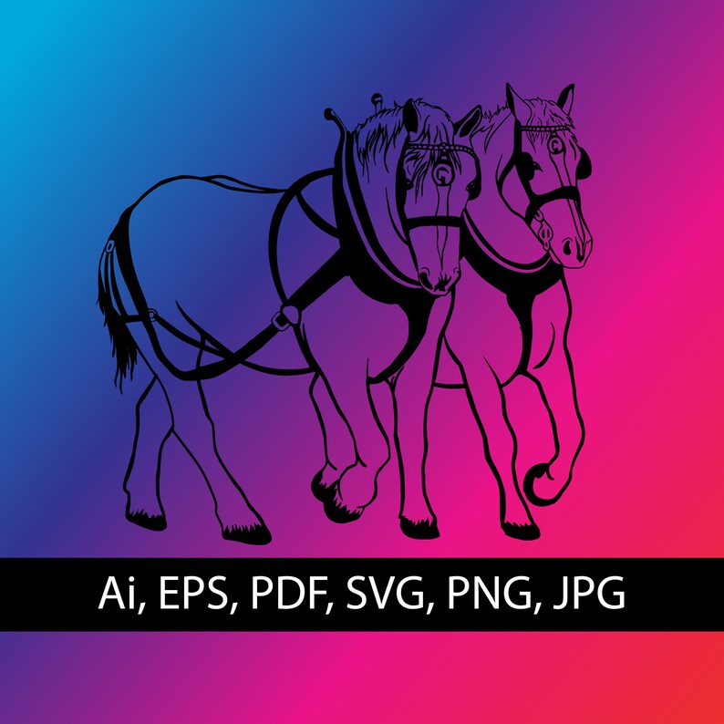 Horse Pulling Carriage Drawing VECTOR Ai, Png, Eps, Pdf, Jpg Instant