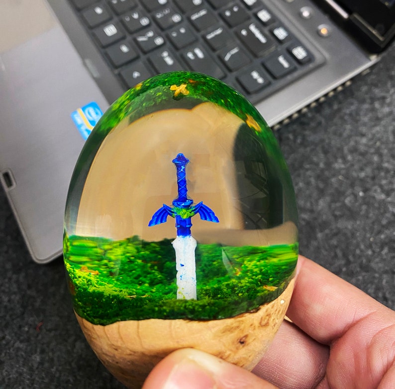Loz TOTK BOTW Zelda Master Sword Resin Desk Decor, Handcrafted Epoxy