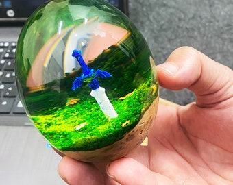 Zelda Master Sword Resin Desk Decor, Handcrafted Epoxy Resin Art, Resin Wood Egg, Gaming Decor, Mother day Gift