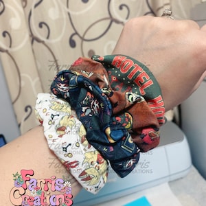 Hells Hotel Scrunchies, Custom Character Cartoon Scrunchies, Hair Scrunchies, Handmade Scrunchies