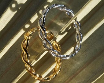 Braided ring, silver ring or gold ring made of 925 silver or 18k gold plated, adjustable rings