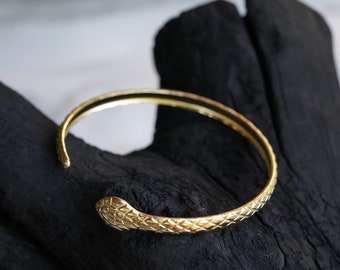 Brazalete de oro, brazalete de serpiente hecho de acero inoxidable 316 L en plata o chapado en oro de 18k, brazalete de declaración, joyería de acero inoxidable