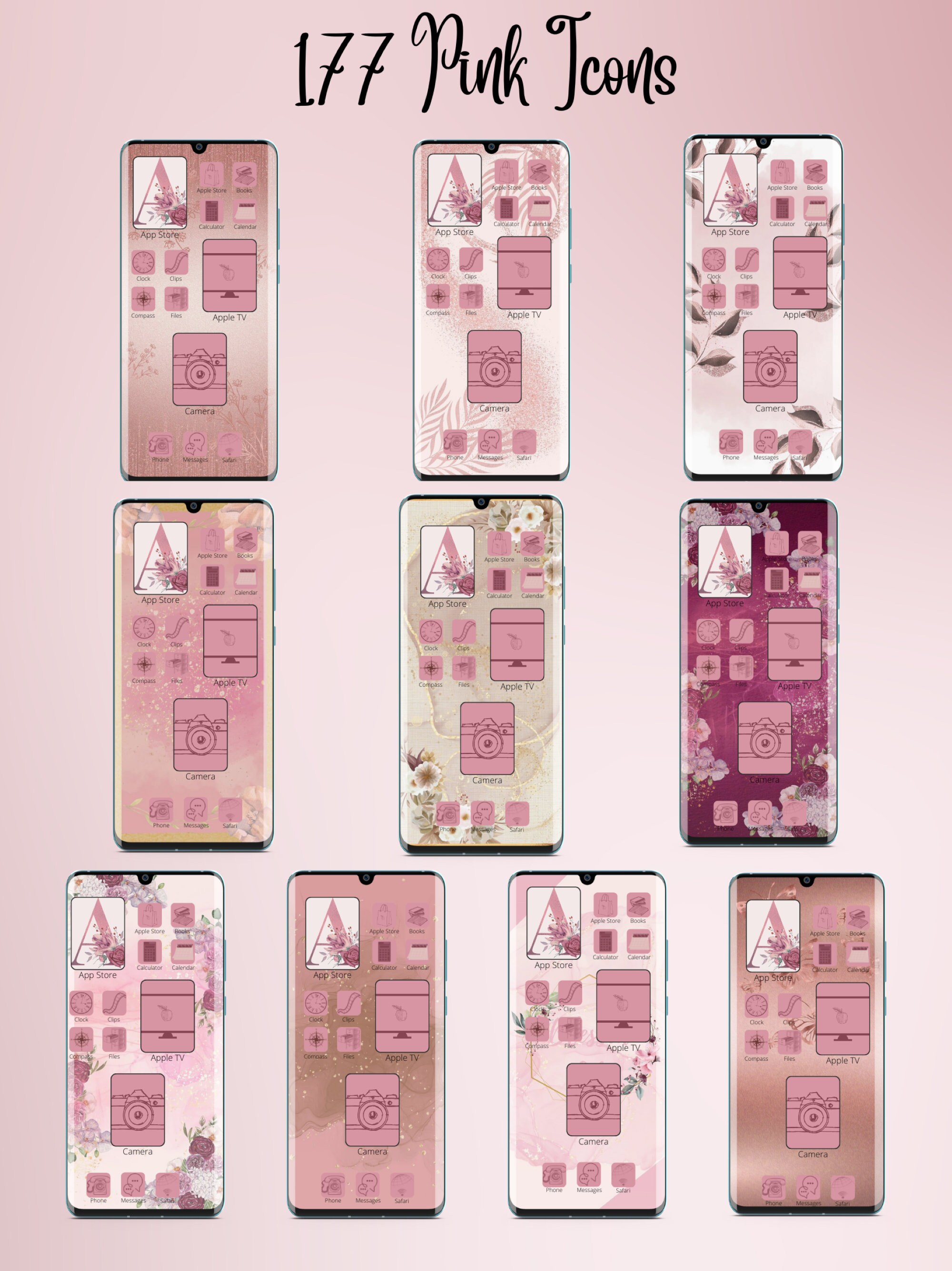 Rose Gold IOS Wallpaper and Icon Bundle Home and Lock Screen Etsy