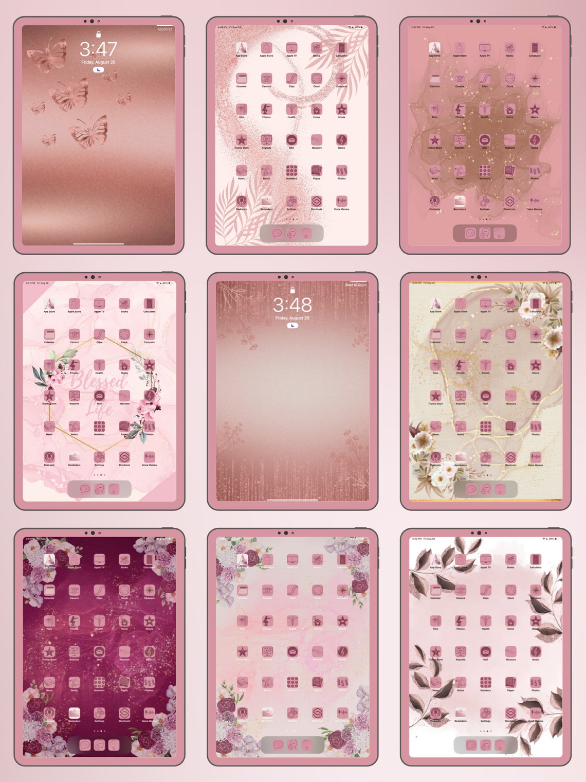 Rose Gold IOS Wallpaper and Icon Bundle Home and Lock Screen Etsy