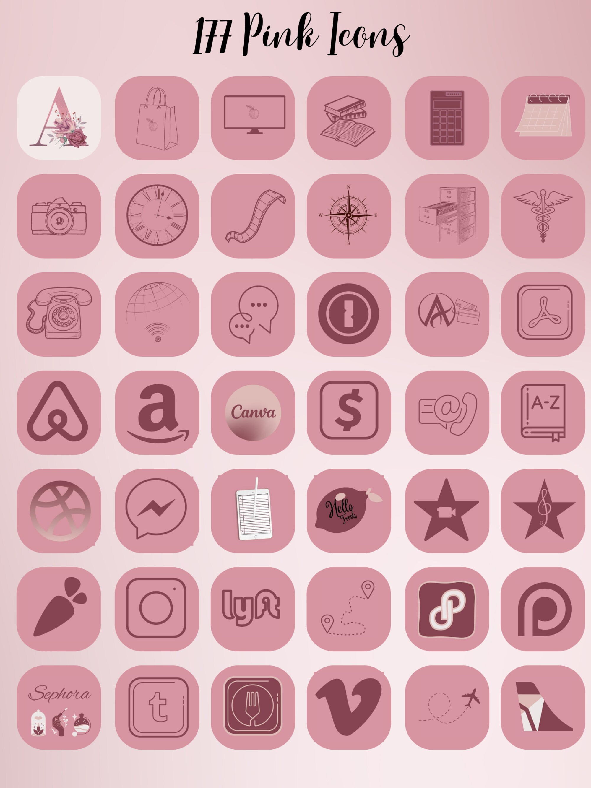 Rose Gold IOS Wallpaper and Icon Bundle Home and Lock Screen Background