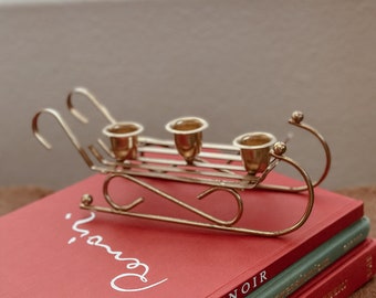 Vintage Brass Sleigh Candle Holder