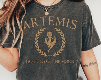 Artemis Goddess Of The Moon Comfort Colors Oversized TShirt Greek Mythology Shirt Celestial Moon Shirt Dark Academia Clothing Literary Shirt
