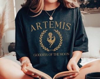 Artemis Goddess Of The Moon Comfort Colors Oversized TShirt Greek Mythology Shirt Celestial Moon Shirt Dark Academia Clothing Literary Shirt
