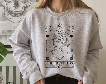 Celestial Tarot Sweatshirt Artemis Statue Greek Goddess Sweatshirt Women Vintage Celestial Sweatshirt Dark Academia Shirt Witchy Gift Idea