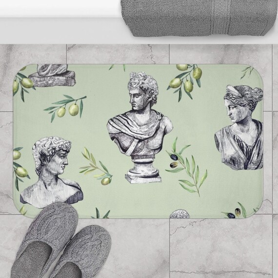 Green Olive Branch Bath Mat Art History Gift Roman Portrait - Etsy