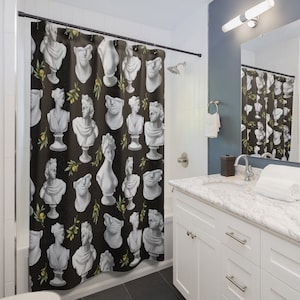 Greek Goddess Statue Shower Curtain Floral Shower Curtain Bathroom Decor Set Art History Shower Curtain Art Olive Branch Shower Curtain Boho
