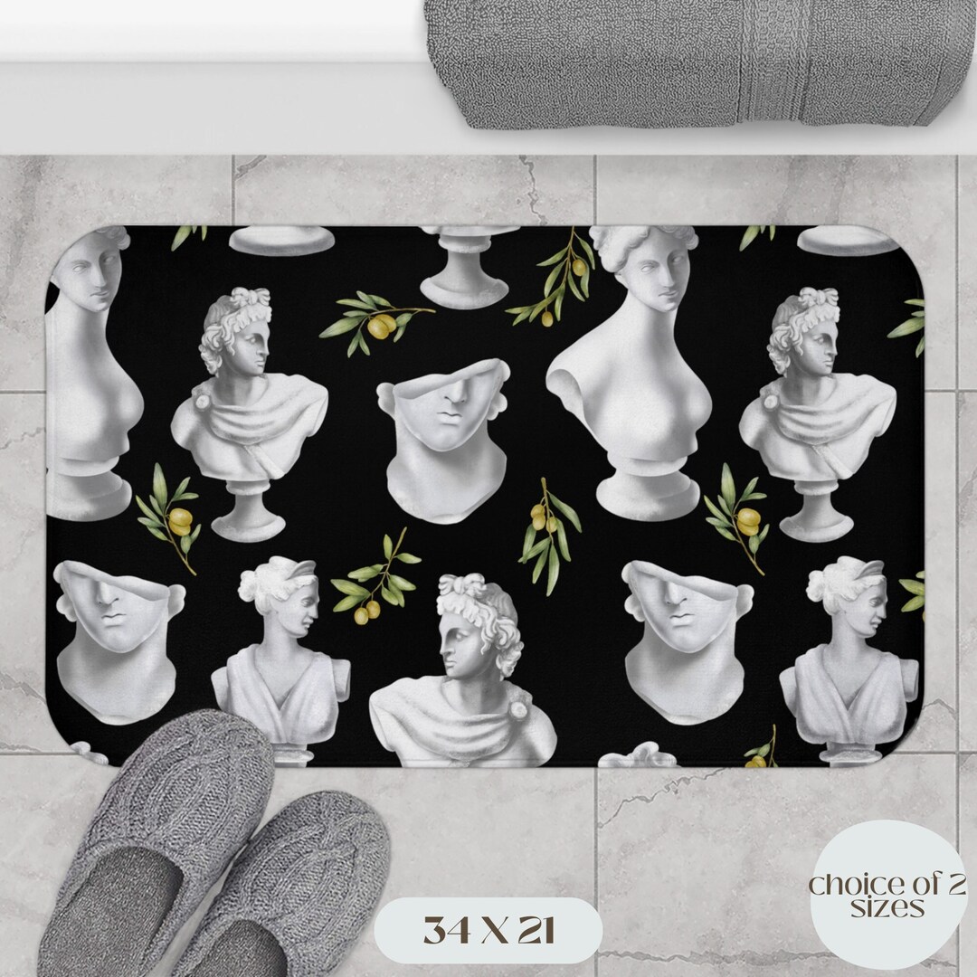 Greek Goddess Statue Bath Mat Set Art History Bath Mat Rug Etsy