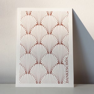 Postkarte "Dankeschön" -  edle Karte in Art Deco Design mit pflanzenölbasierter Farbe auf Recyclingpapier ge
