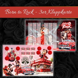 Born to Rock 3er-Klappkarte I Sparchallenge zum Rubbeln, inkl.6 Losen, Würfeln und sparen I für A6 Zippertaschen