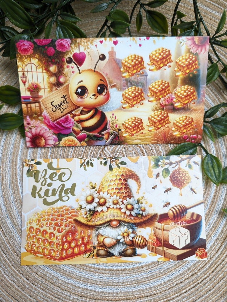 Honig-Gnom und Bienen LE / Set für die Umschlagmethode / mit Notizblock, Platzhaltern und Sticker Bild 2