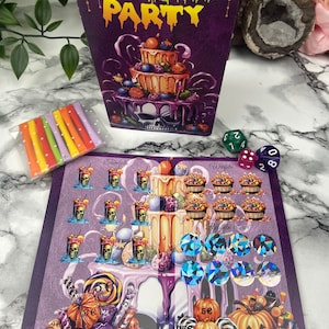 Halloween Party Klappkarte / Sparchallenge mit Tombola Losen, Rubbeln und sparen / für A6 Zippertaschen