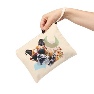 Boxer Dog Print Zipper Pouch, Cream Canvas Makeup Bag, 100% Cotton, Elegant Gift for Dog Lovers, Boxer Lover Accessory