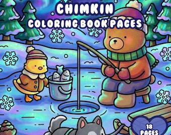 The Bear and The Chimkin : 18 Super Cute Coloring Book Pages for Relaxing Featuring Animal Characters | Digital Download | Volume 1