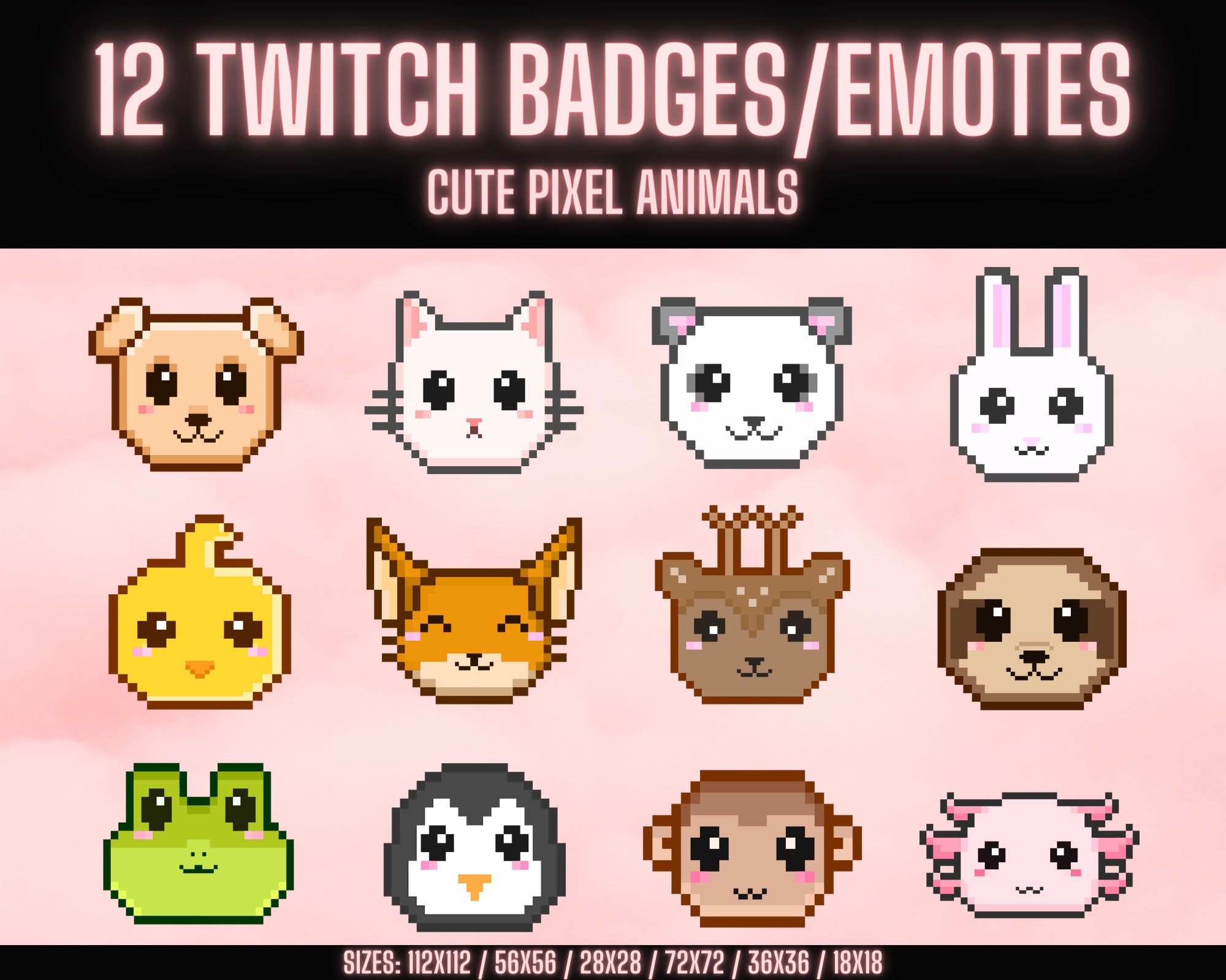 Kawaii Penguin Role Icons or Emotes in 8bit Pixel Style for 