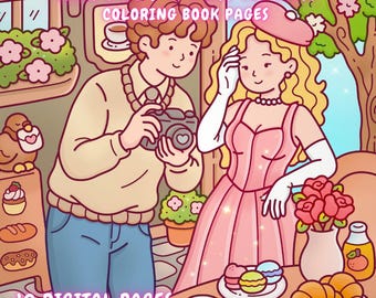 Happily Ever After: 10 Super Cute & Cozy Romantic Coloring Book Pages Featuring Couples | Digital Download | Loving Moments