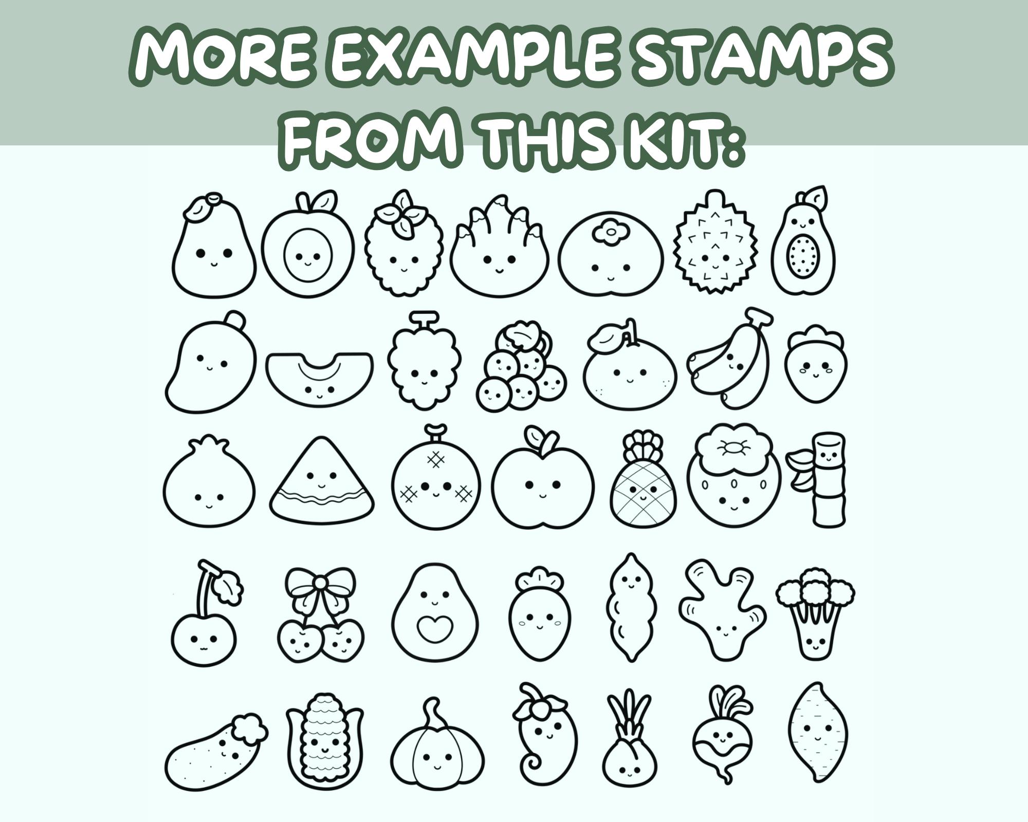 270+ Procreate Cute Fruits & Veggies Stamp Brushes | Kawaii Doodles ...