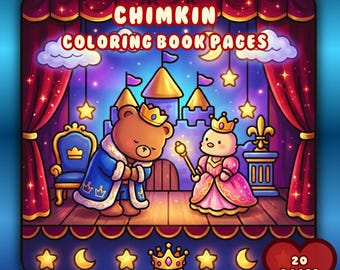 The Bear and The Chimkin : 20 Super Cute Coloring Book Pages for Relaxing Featuring Animal Characters | Digital Download | Volume 2