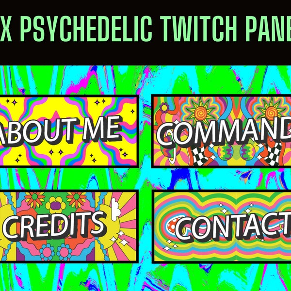 27X Psychedelic Trippy Groovy Hallucinogenic Colorful Rainbow 60s / 70s / 80s / 90s Twitch Panels