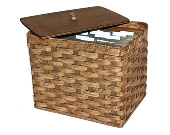 Custom File Storage Box Basket, Standard Letter Size, Amish Hand Woven Basket, Handmade, Wicker Rattan, Office Desktop Paper Filing, Brown