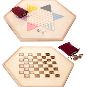 Amish made wooden checker game board / Chinese checkers, 23” x 23”
