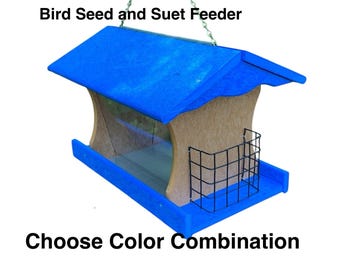 Hanging Suet and Seed Bird Feeder, Recycled Poly Lumber, Amish Made
