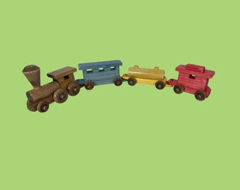 Amish-Made Wooden Toy Train Set 24\" Long